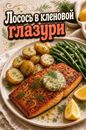 Лосось в кленовой глазури с лимонно-укропным маслом