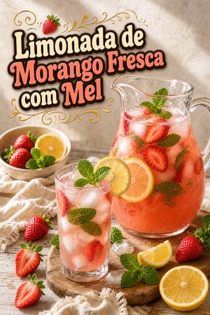 Limonada de Morango Fresca com Mel e Hortelã para Verão