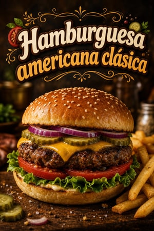 Receta de hamburguesa americana clásica con todos los ingredientes