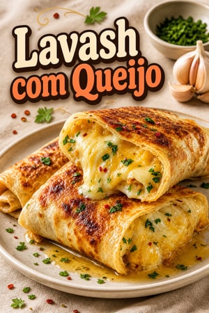 Lavash Crocante Recheado com Queijo Derretido e Alho