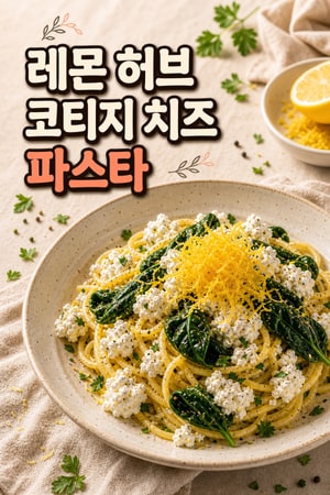 레몬 허브 향 가득한 시금치 코티지 치즈 파스타—간단하고 크리미한 저녁 한 그릇 레시피 빠르고 단백질이 풍부한, 주중 저녁용