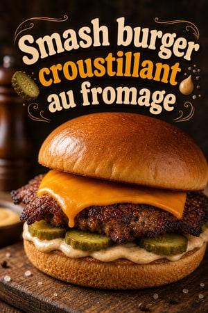 Smash burger aux bords croustillants et cœur fondant