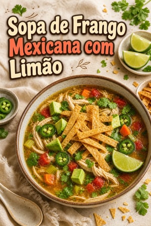 Sopa de Frango Mexicana com Limão e Coentros