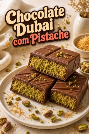 Barra de Chocolate de Dubai com Pistache e Knafeh Caseira