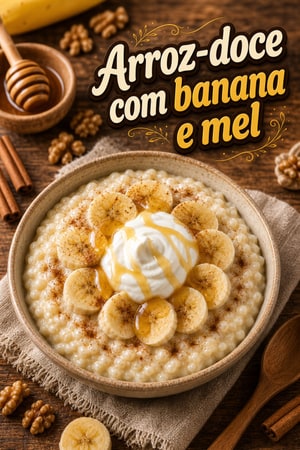 Pudim de Arroz com Banana, Iogurte e Mel Digestivo