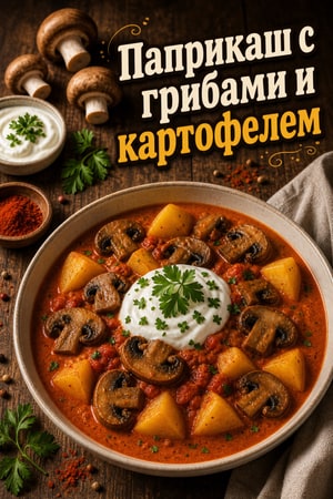 Паприкаш из грибов и картофеля в мультиварке со сметаной