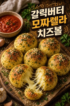 갈릭 버터 모짜렐라 치즈볼: 집에서 만드는 겉바속촉 치즈 폭탄