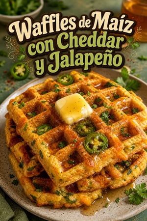 Waffles de Pan de Maíz con Queso Cheddar y Jalapeño