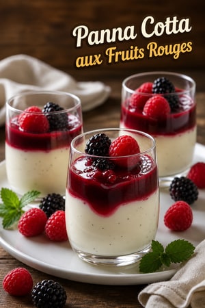 Panna Cotta Soyeuse aux Fruits Rouges et Coulis Frais