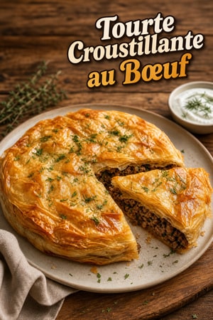 Tourte Phyllo Croustillante à la Viande Hachée et Herbes