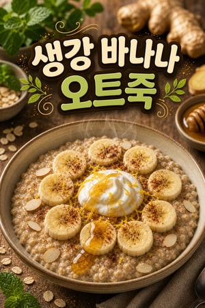 임신 초기 입덧 완화용, 매일 먹기 좋은 따뜻하고 순한 생강 바나나 오트죽과 꿀요거트 토핑 레시피