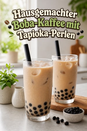Hausgemachter Boba-Kaffee mit Tapioka-Perlen