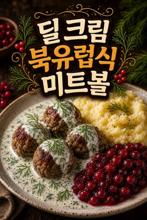 집에서 만드는 딜 크림과 링곤베리 잼을 곁들인 부드러운 스칸디나비아 미트볼 — 편안한 저녁 레시피