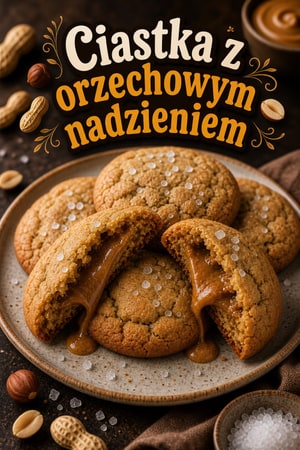 Ciastka z nadzieniem orzechowym i płatkami soli morskiej