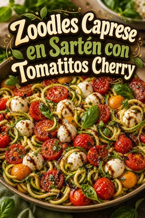 Zoodles Caprese en Sartén con Tomatitos Cherry