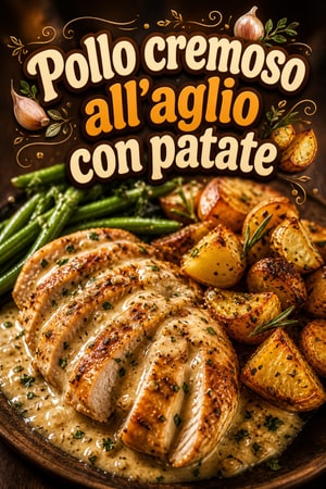 Pollo cremoso all'aglio Whole30 con patate arrosto