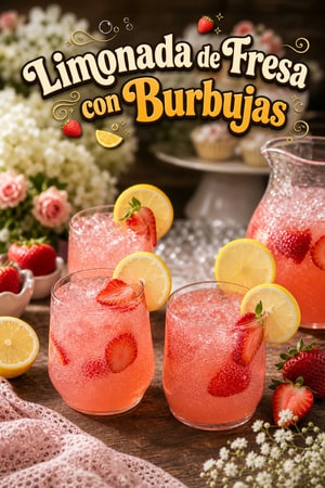 Limonada de Fresa Espumosa sin Alcohol para Baby Shower
