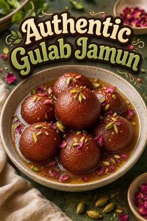 Authentic Gulab Jamun with Cardamom and Rose Syrup