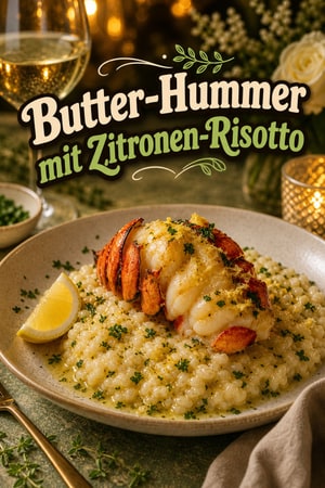 In Butter gepoachter Hummer mit Zitronen-Kräuter-Risotto