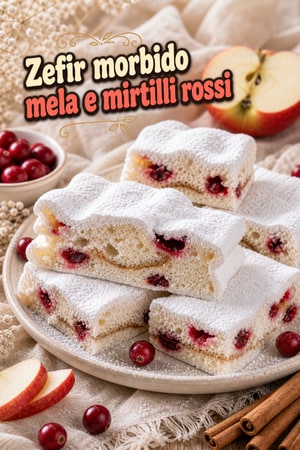 Zefir morbido alle mele e mirtilli rossi con cannella