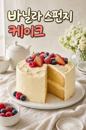 클래식 바닐라 스펀지 케이크 | 버터크림 프로스팅