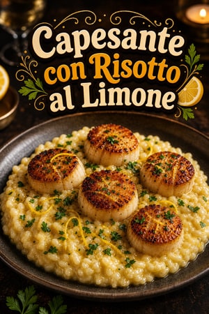 Capesante Scottate con Risotto Cremoso al Burro e Limone