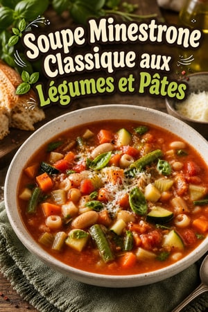 Soupe Minestrone Classique aux Légumes et Pâtes