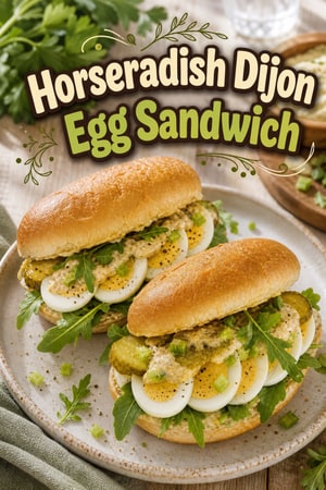 Sliced Egg Sandwich with Horseradish Dijon Spread