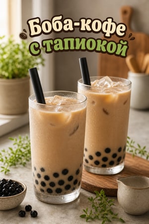 Кофе Боба с Молоком и Чёрным Жемчугом Тапиоки