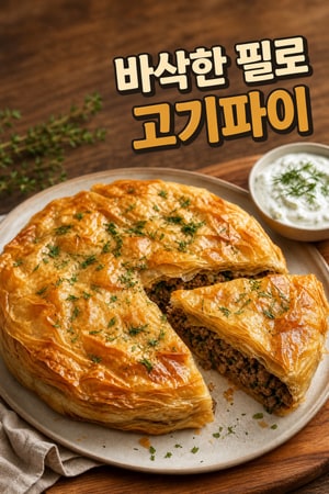 바삭한 필로 고기파이 - 소고기와 허브를 곁들인 지중해 요리