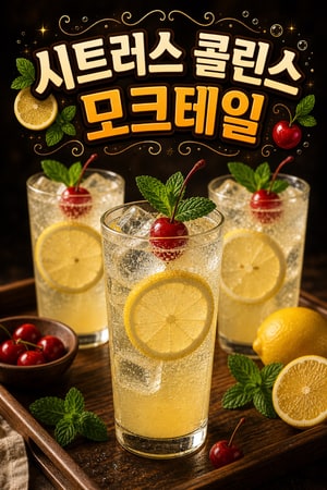 집에서 쉽게 만드는 상큼하고 시원한 시트러스 콜린스 모크테일—무알코올 톰 콜린스 브런치용 간단 레시피