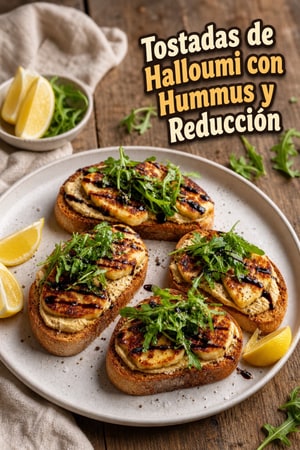 Tostadas de Halloumi con Hummus y Reducción Balsámica