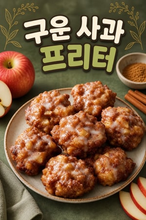 계피 설탕 글레이즈를 곁들인 구운 사과 프리터