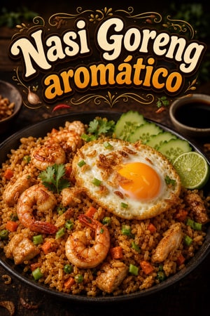 Nasi Goreng aromático: arroz frito indonesio con huevo