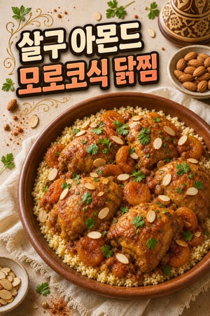향긋한 살구 아몬드 모로코식 닭찜(쿠스쿠스 곁들임) 이프타르 따뜻하고 포근한 가족식 저녁 메뉴 추천