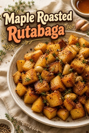 Maple Roasted Rutabaga with Fresh Thyme and Garlic