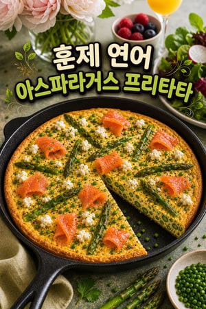 훈제 연어와 아스파라거스를 곁들인 고트 치즈 프리타타 레시피