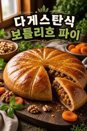 다게스탄식 보틀리흐 파이 — 견과와 건살구로 채운 버터리한 향신료 꿀 파이 — 가족과 나누기 좋은 디저트
