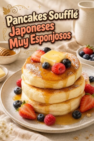 Pancakes Soufflé Japoneses Ultra Esponjosos con Sirope de Arce