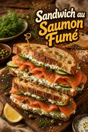 Sandwich au Saumon Fumé et Pain au Levain à la Crème d'Herbes