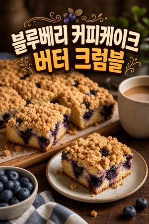 블루베리 커피 케이크 버터 크럼블 토핑 레시피