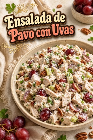 Ensalada Cremosa de Pavo con Uvas y Nueces Pacanas