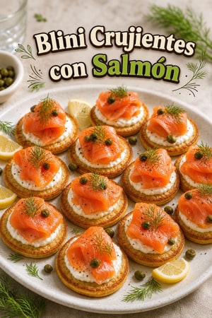 Blini Crujientes al Horno con Salmón Ahumado