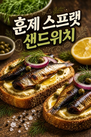 훈제 멸치 샌드위치 - 레몬과 딜을 곁들인
