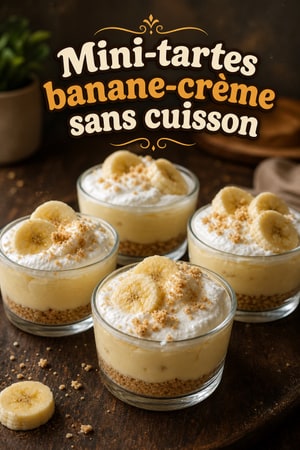 Mini Tartes à la Banane et à la Crème sans Cuisson