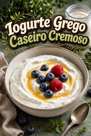 Iogurte Grego Caseiro Cremoso com Cultura Viva
