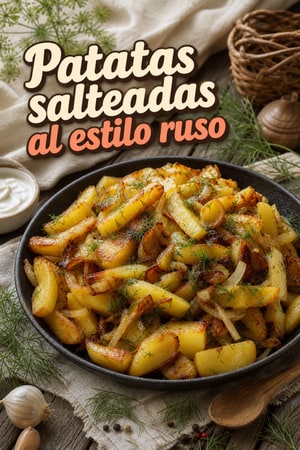Patatas fritas al estilo ruso con cebolla y eneldo
