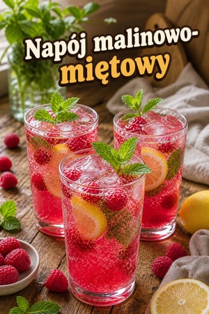 Domowy napój malinowo-miętowy