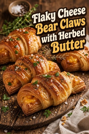Flaky Cheese Bear Claws with Herbed Butter Glaze and Pepper