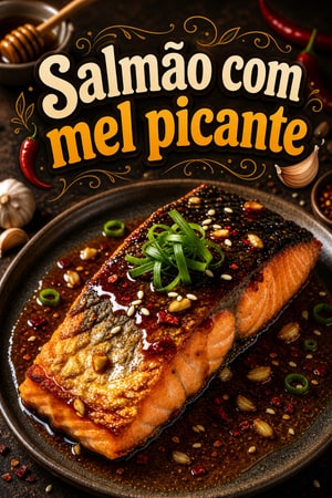 Salmão com mel picante e alho — pele crocante
